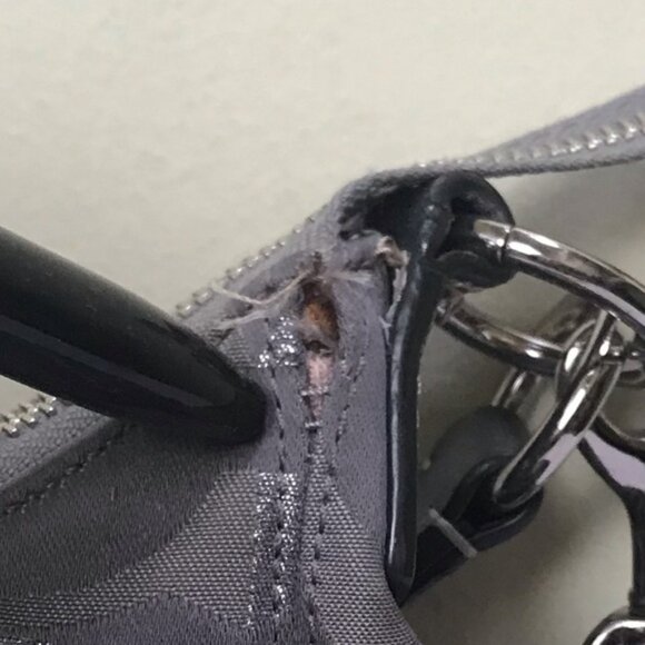 COACH Hobo Shoulder Crossbody Bag CC Silver Metallic Signature Leather Canvas - Picture 12 of 16